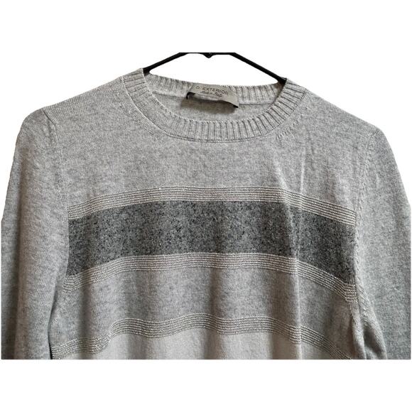 D.Exterior Women's Cashmere Blend Heather Gray Striped Lurex Sweater Size Small - Picture 3 of 6